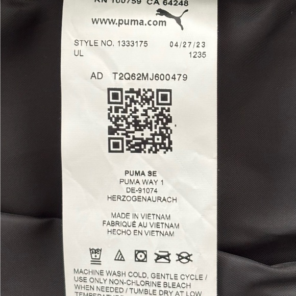 PUMA Kids Cold Weather Vest. Size XS (5/6). Black Pink White. Zip Up. Brand New. - Picture 5 of 9